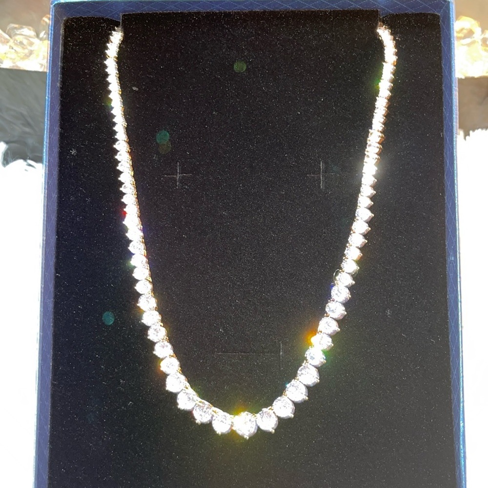 💎Lavencious Tennis AAA CZ Necklace Bling Gold Plated Statement Jewelry - Picture 3 of 13
